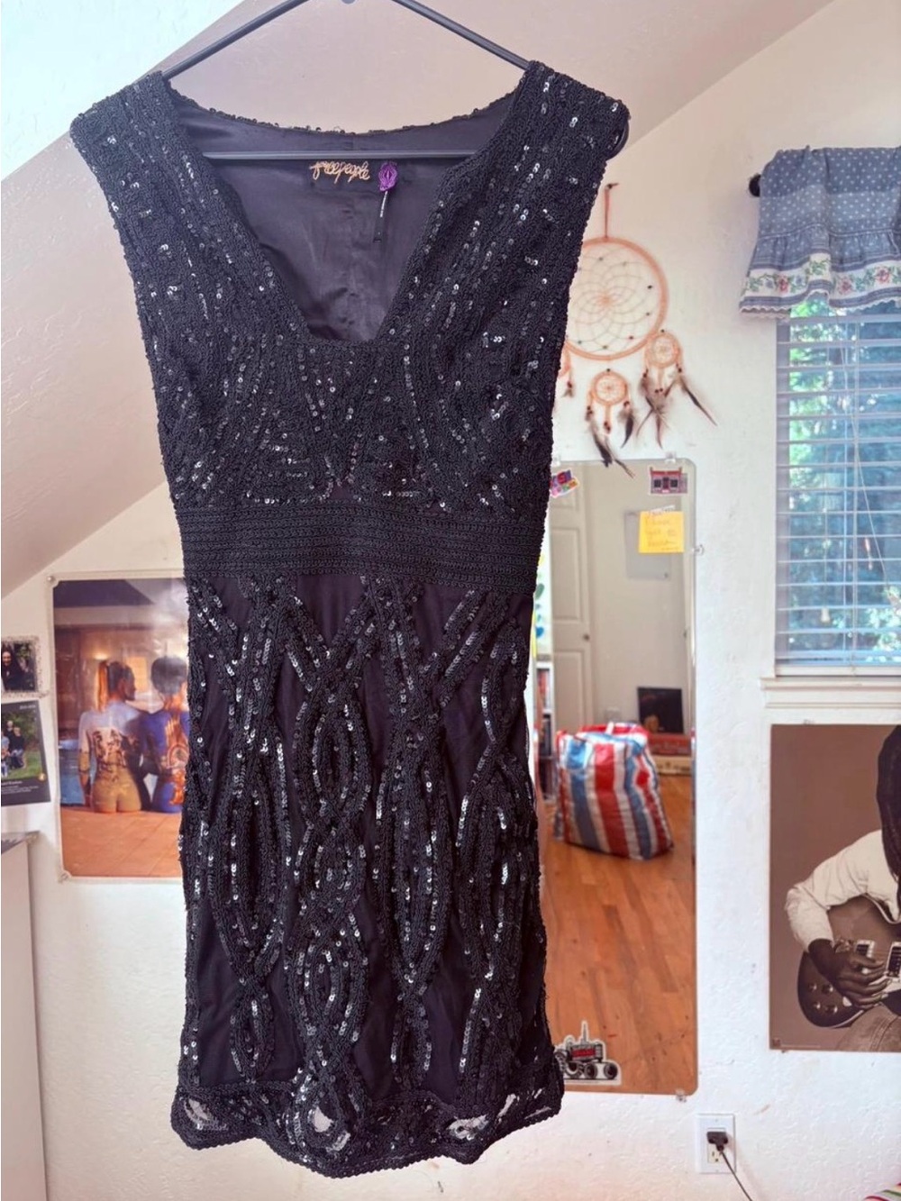 Black Sequin Free People Dress